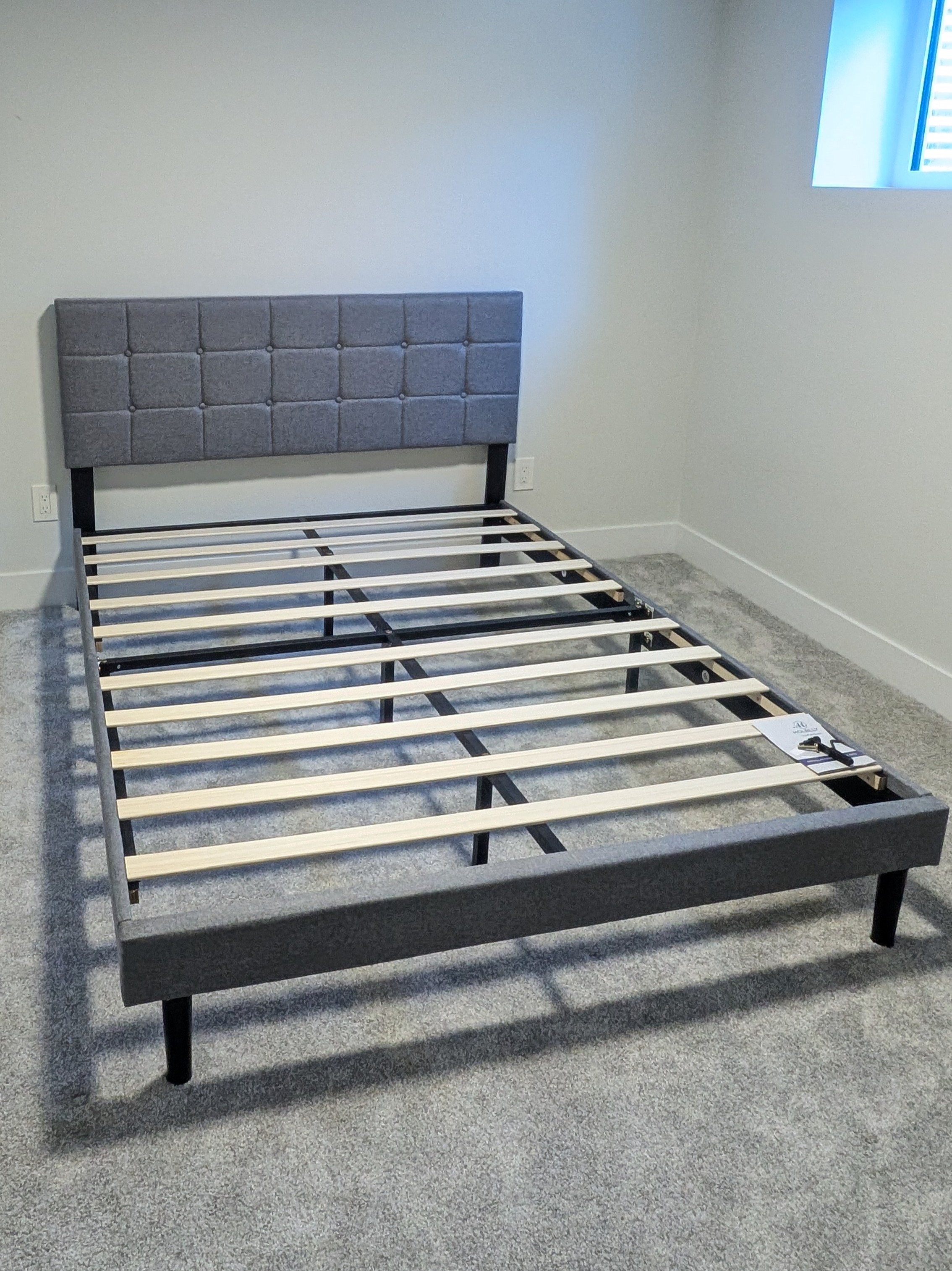 Full-size bed assembled.
