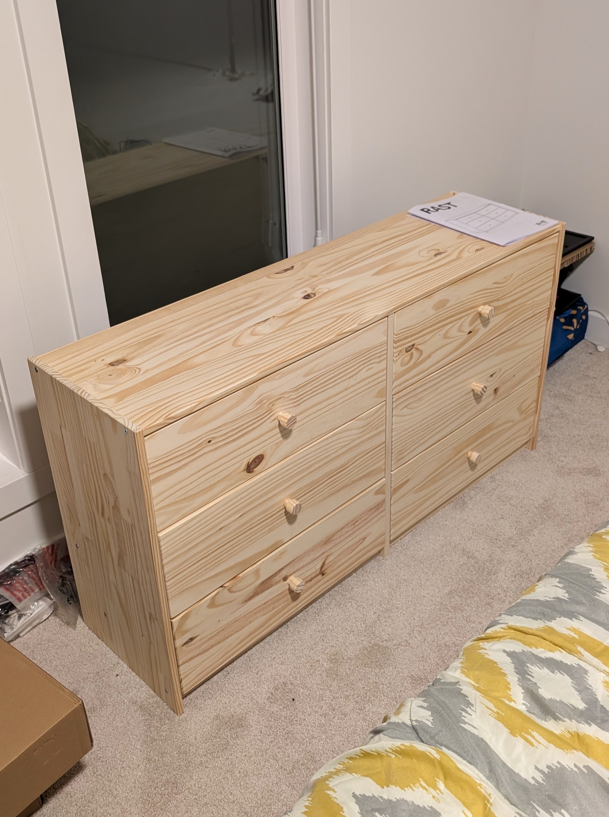 IKEA RAST 6-drawer dresser assembled in a Calgary bedroom.